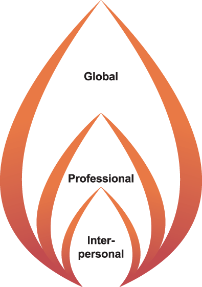 The Flame Framework ethics principles of 3 types depicted as a flame